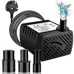 BARST 250L/H Submersible Water Pump Aquarium (3.6W), Mini Electric Ultra Quiet Pump for Fountains, Pool, Fish Tank, Pond, Hydroponics, Statuary with 4 Srtong Suction Cups,3 Nozzles