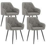 WOLTU Set of 4 Dining Chairs Kitchen Chairs Upholstered Living Room Chairs with Backrest, Armrests, Metal Legs, Ergonomic Chairs for Lounge, Office, Dressing Table Chairs, Faux Leather, Dark Grey