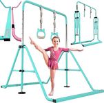 PreGymnastic Updated Folding Gymnastics Kip Bar with Sturdier Base, Easy to Assemble and Dis-Assemble A Teal