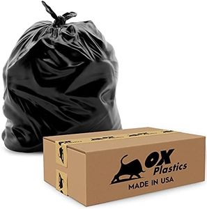 Ox Plastics 13 Gallon Trash Can Liners Bags - Capacity & 2mil Thick Extra Heavy Duty Strength - (200 Count) Large Garbage, Leak-Proof & Durable, House & Commercial Use Bags Black