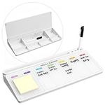 Navaris Desktop Weekly Planner Glass Board with Storage Space - Small Whiteboard for Desk - Dry-Erase-Board includes Black Marker - Home Office Accessories - Organize To-Do Lists