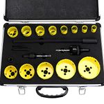 HSEAMALL Bi-Metal Hole Saw Sets,3/4 Inch to 3 Inch Hole Cutter Set,Metal Circular Round Drill Cutting Steel,with Drill Bit Adapter and Extension for Wood Metal (Yellow-Bi-Metal-19PCS)
