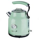 Korona 20665 Electric Kettle | Retro Design | Mint | 1.7 L Water for Tea and Coffee | 2200 W | Temperature Display | Anti-Limescale Filter | Steam Stop