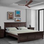 AIREN DECORE Sheesham Wood Armania Queen Size Double Bed Without Storage Wooden Cot Palang for Bedroom Living Room Furniture (Walnut Finish)