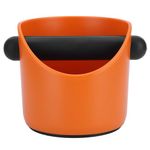 Coffee Knock Box, Shock-Absorbent Espresso Knock Box Espresso Grounds Knock Box with Removable Knock Bar and Non-Slip Base Espresso Dump Bin Coffee Residue Bucket Coffee Bin (Orange)