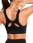 Yvette Adjustable Front Zip Sports Bra High Impact Mesh Back Running Bras for Large Bust, Black, S