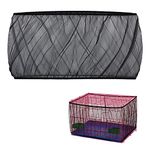 Soft Airy Bird Cage Net Cover, Bird Cage Seed Catcher, Skirt Guard Gauze Bird Cage Mesh Netting, Reuseable (Black, L)