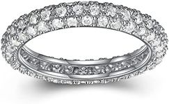 MORGAN & PAIGE Pavéd Eternity Ring - Classic Cubic Zirconia Pavé Ring Anniversary Eternity Band - 925 Sterling Silver Women’s Infinity Ring, Metal gemstone, cubic-zirconia