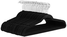 Amazon Basics Slim Velvet Non-Slip Suit Hangers - Pack of 50, Black