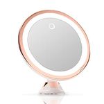 Fancii 10X Magnifying Makeup Mirror with LED Lights - Dimmable True Natural Daylight, USB & Battery, Strong Suction Cup, 20cm Wide - Luna (Rose Gold)