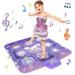 GirlsHome Dance Mat for Kids, Light Up LED Dance Pad with 5 Game Modes, Built-in Music, Touch Sensitive Kids Musical Mat, Dance Floor Mat Unicorn Toys for Toddler Girls & Boys Ages 5+ Gift (Purple)