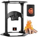 GREENER Dia.11'' Firewood Kindling Splitter Stand with Cover - Cast Steel Manual Log Splitter Wedge, Heavy Duty Wood Splitter Tool, Safe Easy Kindling Firewood Cutter Cracker Portable,11LBS, Black