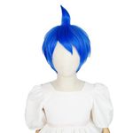 Kids Joy Wig Short Blue Joy Wig Blue Joy Costume Wig Kids Girls Synthetic Hair Wigs for Halloween Costume Party