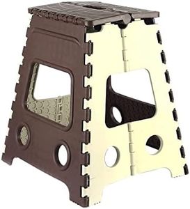 SANWALSA 18 Inch Super Strong Folding Step Stool to Support Adults and Safe Enough for Kids. Opens Easy with One Flip. Great for Kitchen, Bathroom, Bedroom, Kids or Adults (Brown).