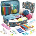 BCMRUN Crochet Kits for Beginners Adults,Crochet Hooks Set Includes Ergonomic Rubber & Metal Crochet Hooks, Knitting Accessories and Bag,UK Best Starter Beginners Crochet Kit