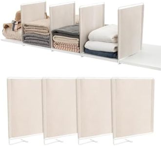 Maplefield 4 Pack Extra Deep Shelf Dividers for Closet Organization, Fabric Shelf Separator, Closet Dividers for Shelves, Sweater Organizer, Ideal for Clothes, Towels, Books - 12 x 9.5 Inches