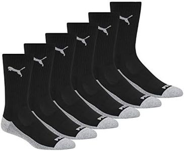 PUMA Men's Men's 6 Pack Crew Socks, Black/Gray, 10 13 US