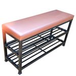 TRUPOT A One Steels Sitting Bench with Cushion & Double Shoe Rack