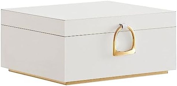 SONGMICS 2-Layer Jewelry Box, Jewelry Organizer with Handle, Removable Jewelry Tray, Jewellery Storage, Floating Effect, 20.5 x 24 x 11 cm, White JBC165W01