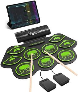 OYAYO Foldable Electronic Drum Kit, 9 Pads Roll Up Drum Support MIDI Bluetooth, Electric Drum Set Kids with Build-in Stereo Speaker Drum Sticks Sustain Pedal, for Kids Beginner Gift