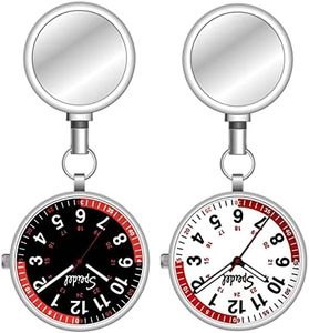 Speidel Nurse Fob Scrub Watch™ 30 V2 for Medical Professionals, Clip on Watch with Second Hand, Easy to Read, Retractable Rope in Black and White Dials