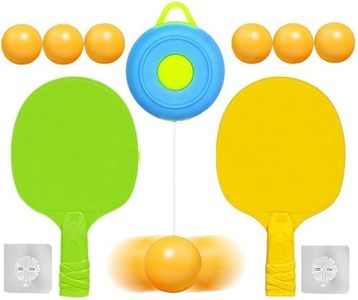 Amitasha Hanging Table Tennis Trainer, Portable Ping Pong Paddle Set, Physical Activity Games Hanging Toys for Kids with Racket & Balls Pingpong for Outdoor & Indoor Games