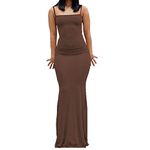 Women's Spaghetti Strap Backless Bodycon Maxi Dress Sleeveless Low Cut Cami Long Dress Club Party Dress Elegant Slim Fit Bodycon Dresses Summer Tunic Dress Party Cocktail Clubwear Wrap Dresses