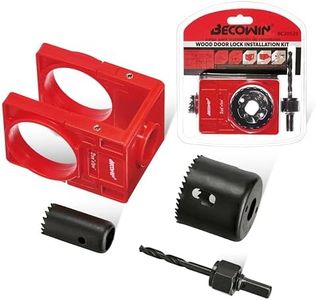 BECOWIN 1-3/8" - 1-3/4" Door Lock Installation Set with Guide Template, Door Lock Hole Saw Kit ldeal for Wooden Doors, Red