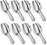 LIANYU Small Ice Scoop Set of 8, 3 Ounce Stainless Steel Scooper for Freezer, Mini Food Scoops for Ice Cube, Bean, Pet Food, Utility Scooper for Canisters Kitchen, Mirror Finish