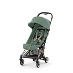 Cybex Coya Compact Stroller, Lightweight One-hand Fold, Travel-Friendly Pram for Newborns, Infants, and Toddlers, Age 0-4 years, Flat Recline Position, One Pull Harness, Hand Luggage Compatible, Stroller (Leaf Green and Rosegold Frame)