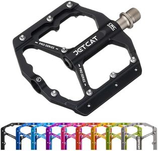 JETCAT Mountain Bike Pedals Flat - MTB Pedals Flat, Bicycle Pedals, Road Bike Pedals, BMX Pedals, for BMX MTN Road Gravel EBike, Specialized Parts, Adults, Aluminum Metal Stamp 9/16" Black