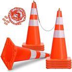 YITAHOME Traffic Cones 28 Inch (8 Pack), with 23FT Chain and Reflective Collars, PVC Orange Construction Cones, Safety Cones for Parking Lot, Home Road