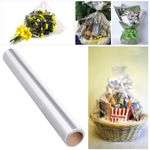 STOBOK Clear Cellophane Wrap Roll 2.5 Mil Thicness Long Film Crystal Wrappings for Arts,Flowers,Craft,Basket 15.7X 100ft