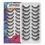 JIMIRE Cat Eye Eyelashes 10 Pairs Fake Eyelashes Fluffy Natural Look False Lashes 14mm Lashes Pack