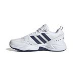 adidas Men's Strutter Fitness and exercise sneakers Man, Blanc Bleu Foncã Argent Mat, 9.5 UK