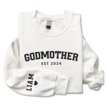 Custom Embroidered Sweatshirt with Kid Names on Sleeve - Godmother Proposal Gift, Will You Be My Godmother, Mothers Day Gift, Mama Birthday Gift, Mother's Day Top, Mother Gifts, Mama Sweatshirt Gift Idea