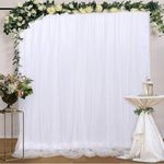 White Fabric Backdrop 10x10ft(3m) Opaque 3-Tier Ice Silk Curtain Party Backdrop Curtain White Wedding Background Cloth for Decoration,Photo Booth Props Backdrop Stage Backdrop Curtains