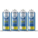 Micron Aerosols® Butane Firefly | Butane Gas Cartridge | 400ml | For Portable Gas Stoves, Flame Guns, Flame Throwers (400 Ml X 4)