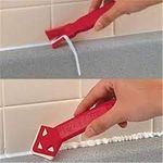 e-INFINITY Handmade Caulking Scraper Tools Utility Practical Floor Tile Cleaner Surface Glue Residual Shovel Great Tools for Kitchen Bathroom Window,Sink Joint, Red, 2 Pieces/Set