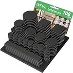 INFVE Felt Furniture Pads, 108-Pack, Self-Adhesive Hardwood Floor Protectors, Chair Table Bed Leg Sliders, Scratch-Free Furniture Glides