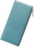 GOIACII Slim Wallet for Women Rfid Blocking Credit Card Holder with Zip Pocket Bifold Leather, A02-Blue, Minimalist