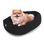 Majestic Pet Suede Shredded Memory Foam Mix Calming Dog Bed Washable - Cozy Soft Round Dog Bed with Spine for Head Support - Fluffy Donut Dog Bed, 24 Inch, Black