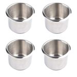 Dasing 4Pcs Stainless Steel Drink Holder, Universal Drink Cup Holder 68X55mm Stainless Steel Drop in Drink Cup Holder for Poker Table Couch RV Boat Yacht Car