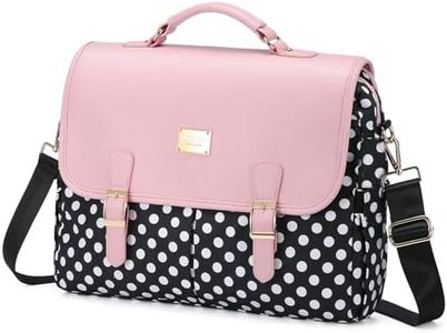 LOVEVOOK Laptop Bag for Women, 15.6 Inch Large Capacity Computer Teacher Bags Work Business Bags Tote Briefcase Purse, Cute Shoulder Messenger Bag Laptop Sleeve Case, Pink Polka Pro