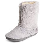 Polar Womens Memory Foam Zipper Faux Fur Covered Rubber Sole Indoor Outdoor Cosy Luxury Boot Slippers - Grey - UK5/EU38 - YC0720