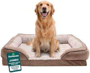 Furhaven Pet Bed for Dogs and Cats - Plush and Velvet Waves Perfect Comfort Sofa-Style Memory Foam Dog Bed, Removable Machine Washable Cover - Brownstone, Jumbo (X-Large)