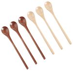 6 Pcs Wooden Spoon,DanziX 8 Inches Wood Spoons Mixing Stirring Soup Coffee Iced Tea Spoon Used for Kitchen Cooking-Light Brown,Deep Brown