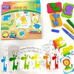 Imagimake Stamp Art Jungle Coloring & Stamping Set for Girls & Boys 3 Years +, Multicolor