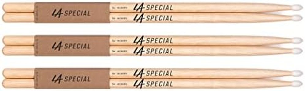 promark LA Specials - 5A Drumsticks - Drum Sticks Set for Acoustic Drums or Electronic Drums - Oval Nylon Tip - Hickory Drum Sticks - Consistent Weight and Pitch - Made in the USA - 3 Pairs