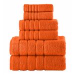 Elegant Comfort 4 Lines Viscose Stripe 6-Piece Premium Towel Set - 100% Turkish Cotton High Absorbent Luxury Bathroom Towels – includes 2 Washcloths, 2 Hand Towels and 2 Bath Towels Set, Orange